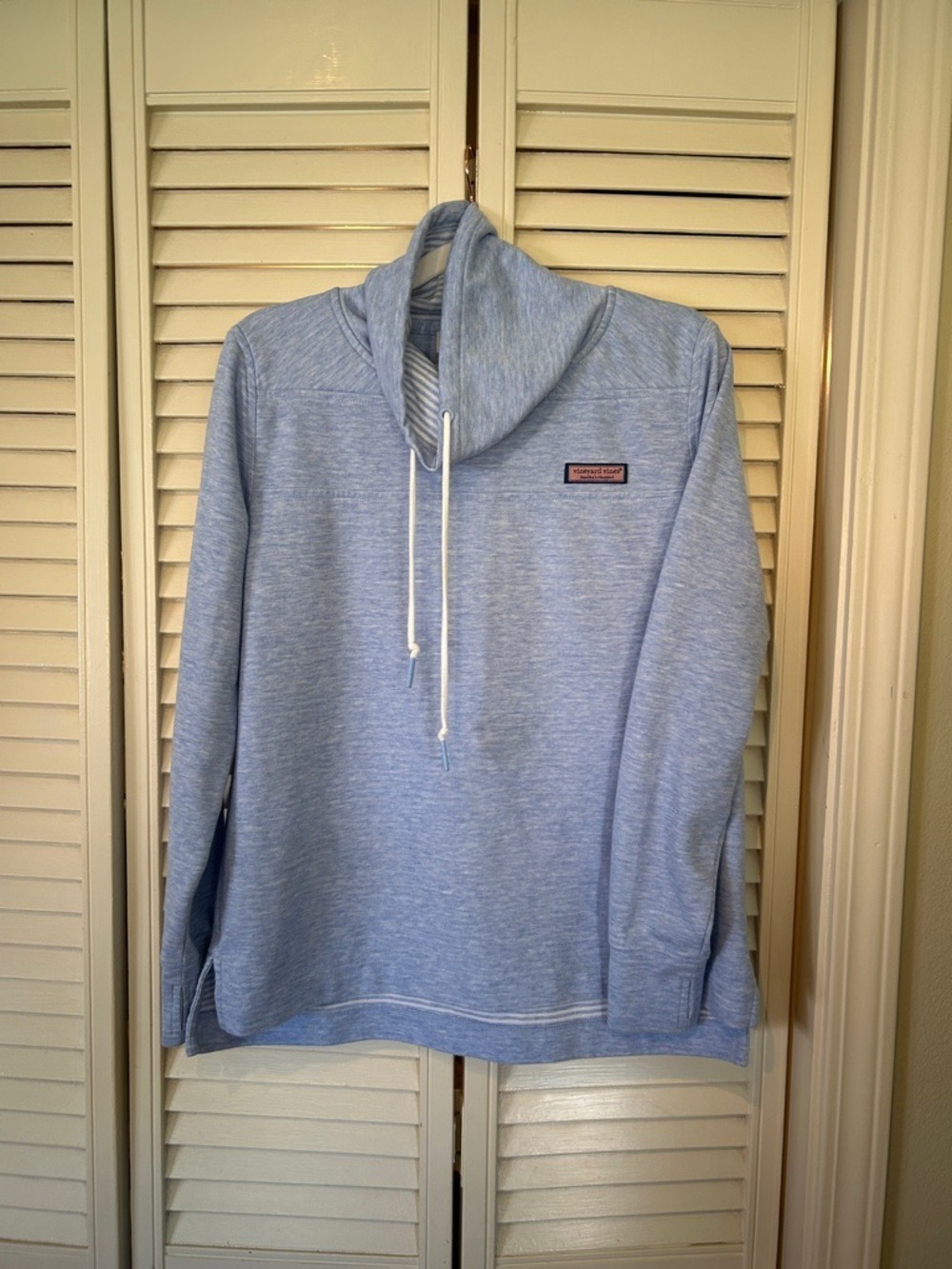 Vineyard Vines Heathered Sky Blue Cowl-Neck Pullover size XS - Picture 2 of 7